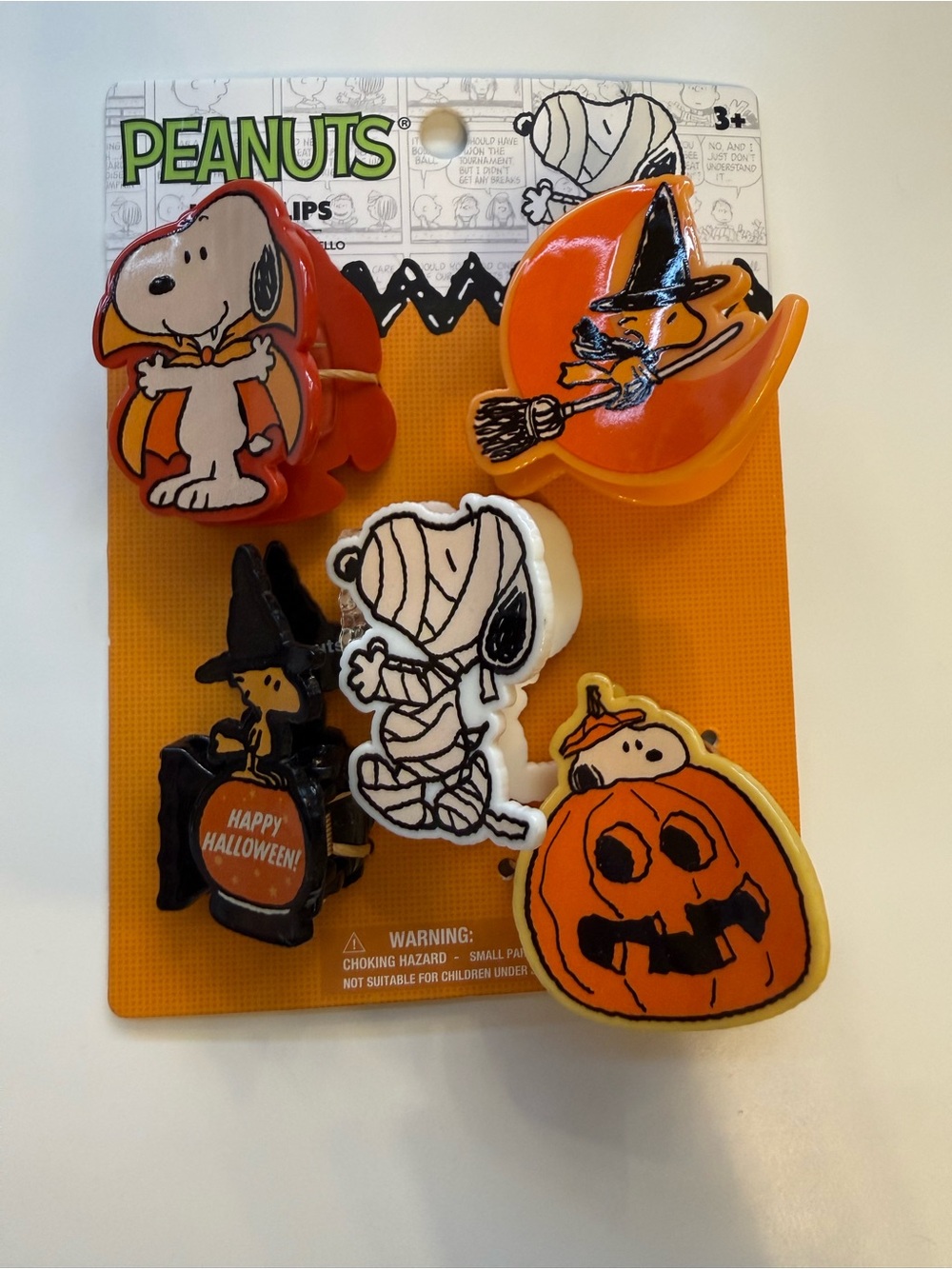 Peanuts Halloween 5-Piece HairClip Set Snoopy Woodstock NEW